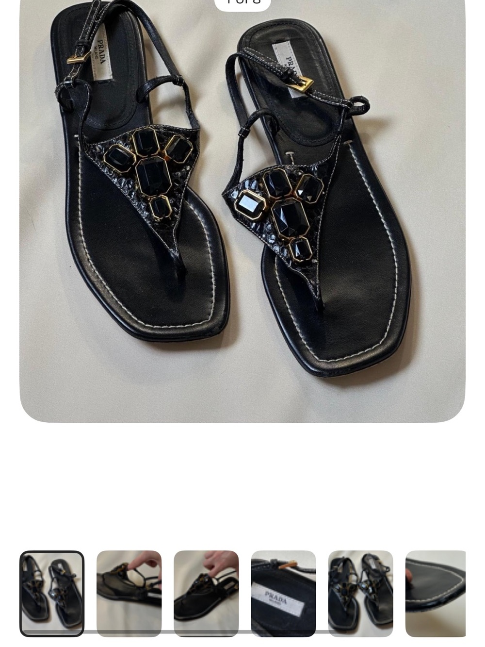 Vintage Prada Python Black Jeweled T-Strap Sandals 40 US 9 10